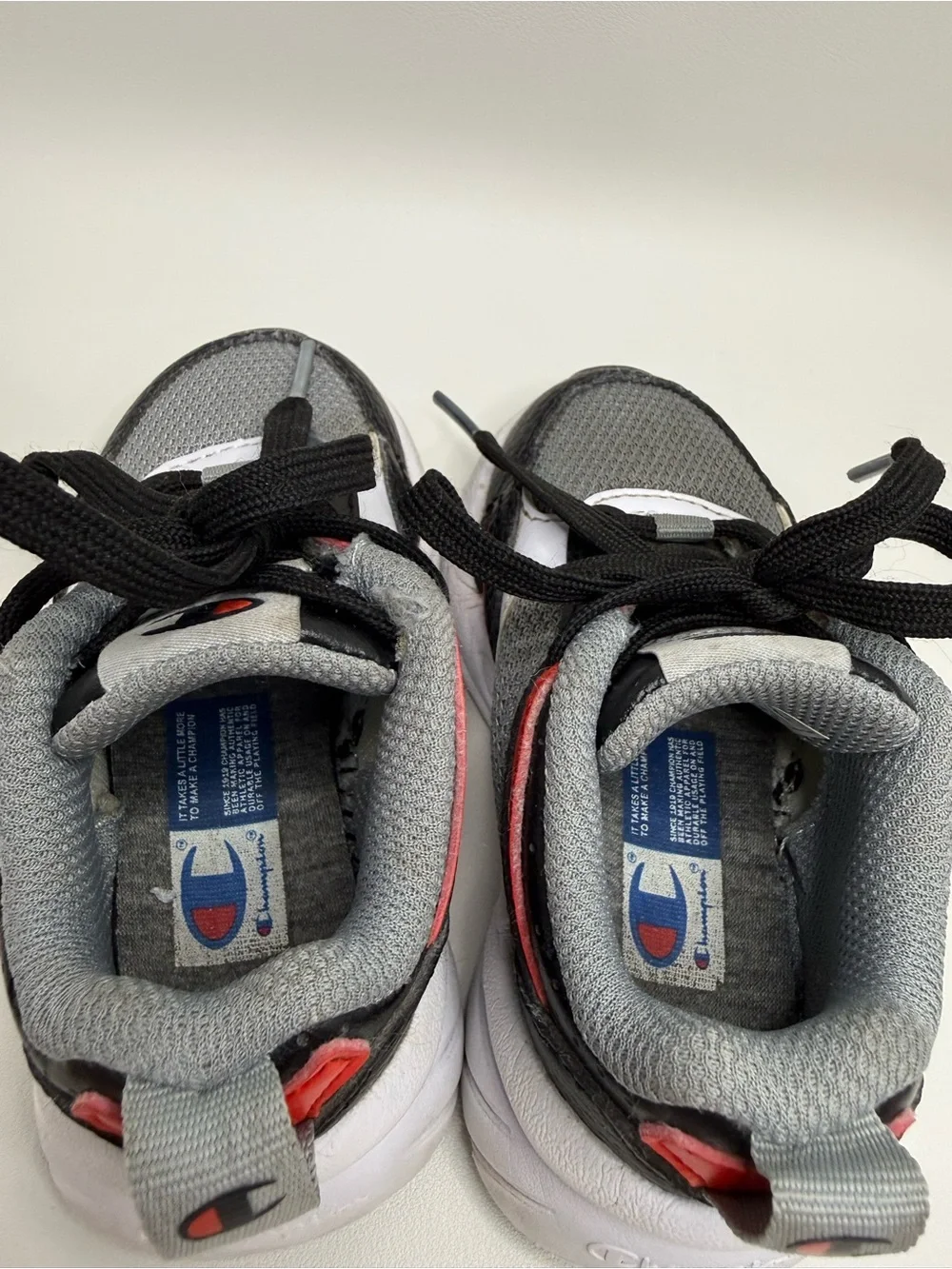 Champion Kids' Gray & Black Athletic Sneakers with Red Accent